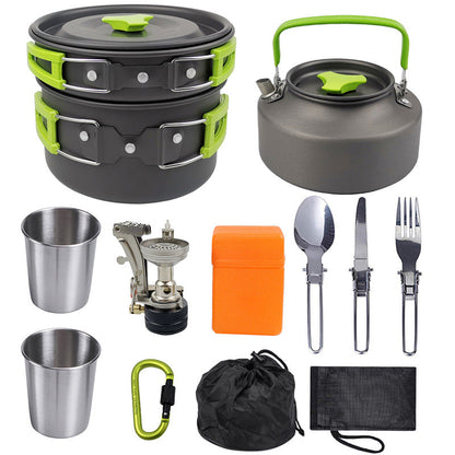 Portable camping outdoor cooker kettle for hiking and outdoor cooking setup