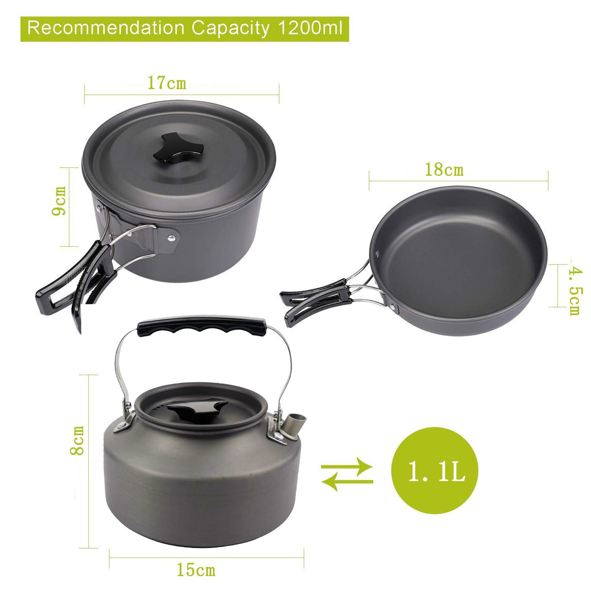 Portable camping outdoor cooker kettle for boiling water while camping, compact metal design