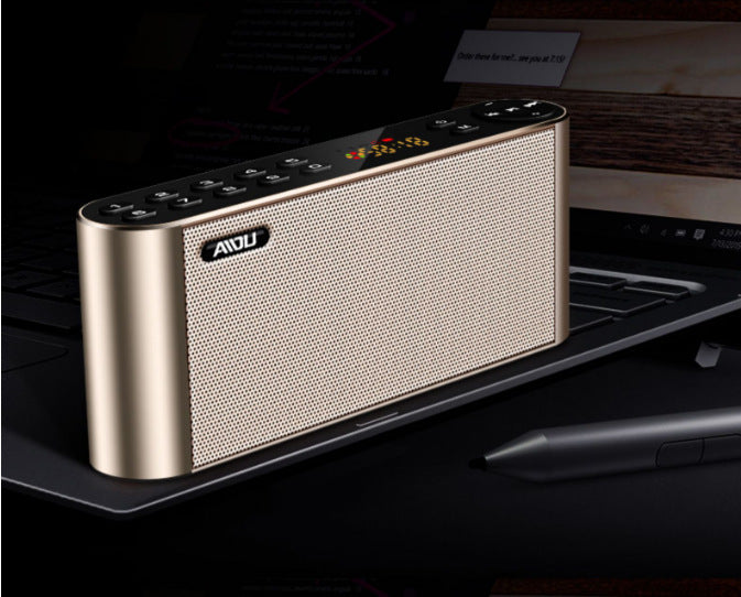 Wireless Bluetooth speaker with dual speakers, HiFi audio, USB port, and portable design