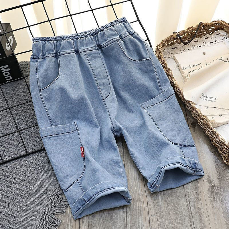 Children's summer cotton ice silk pants, loose fit with a thin design for middle school boys and girls