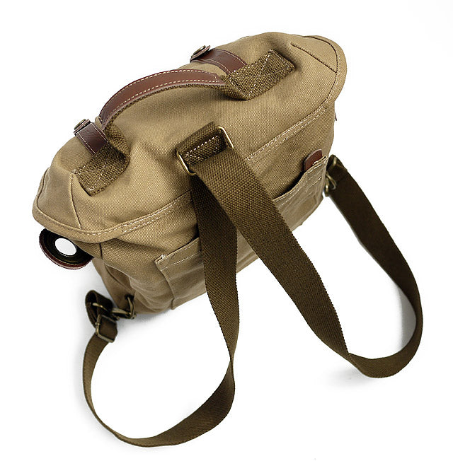 Casual canvas SLR camera bag with adjustable shoulder strap and multiple pockets