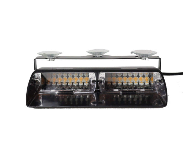 Multicolor LED strobe warning light with suction cup mount, compact emergency vehicle light device