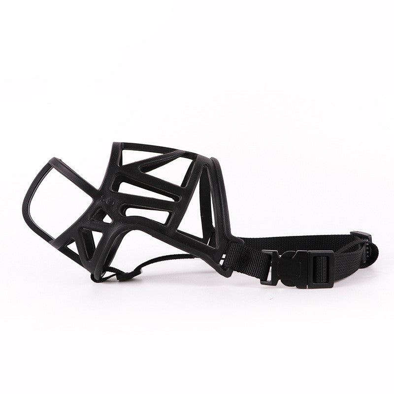Dog mouth cover for comfortable pet use, adjustable design shown from the side