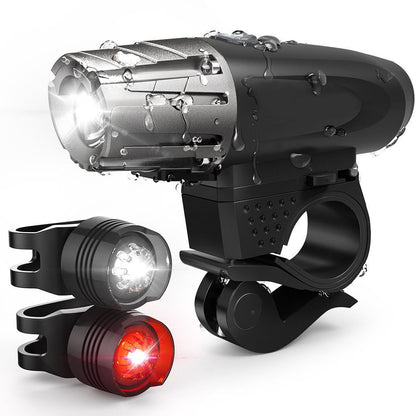 Rechargeable USB bicycle headlights and taillights for mountain bikes with strong front and rear lighting