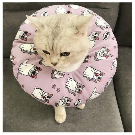 Waterproof pet sterilization headgear for bite, lick, and scratch protection, adjustable protective cone collar