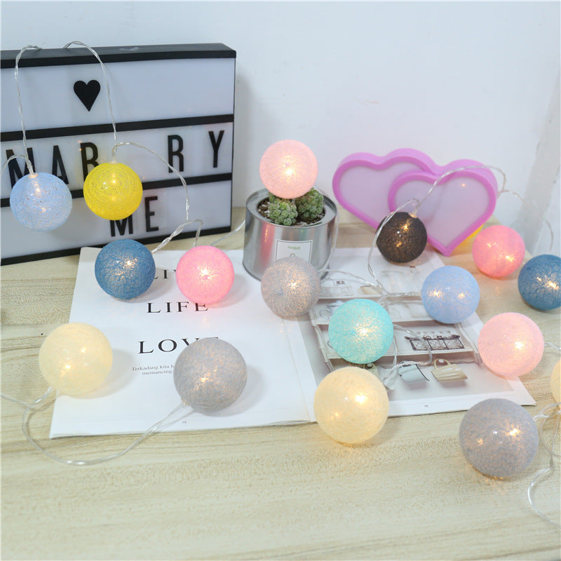 Cotton thread ball LED lantern string starry lamp with battery-powered decorative lights