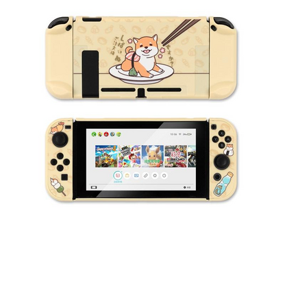 Sea otter Nintendo Switch Lite protective PC hard shell cover with back grip housing, shown in blue and white pattern
