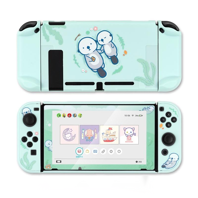 Sea otter Nintendo Switch Lite protective shell, hard PC cover with ergonomic back grip housing for controller protection