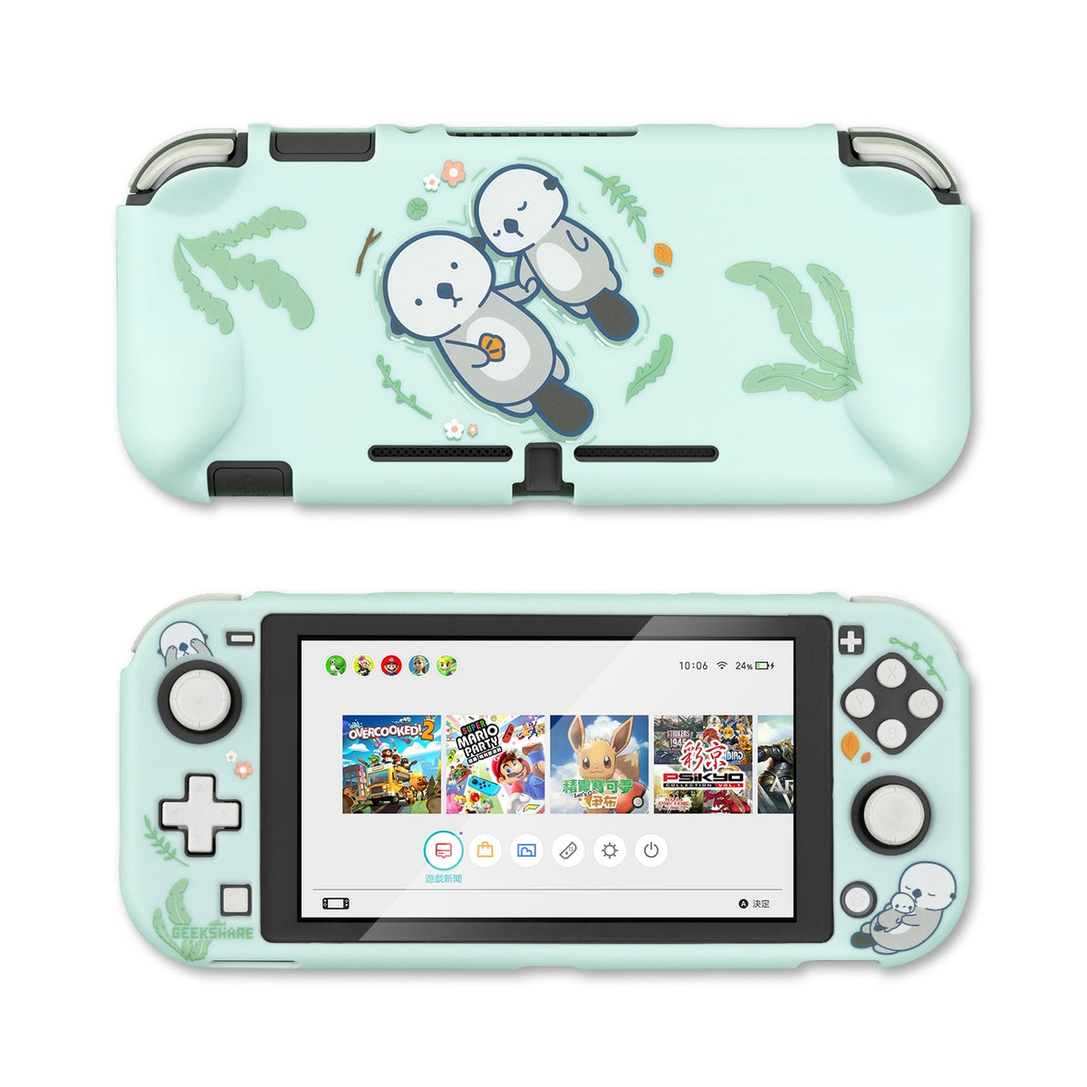 Sea otter Nintendo Switch Lite protective shell, PC hard cover back grip housing case in detailed design