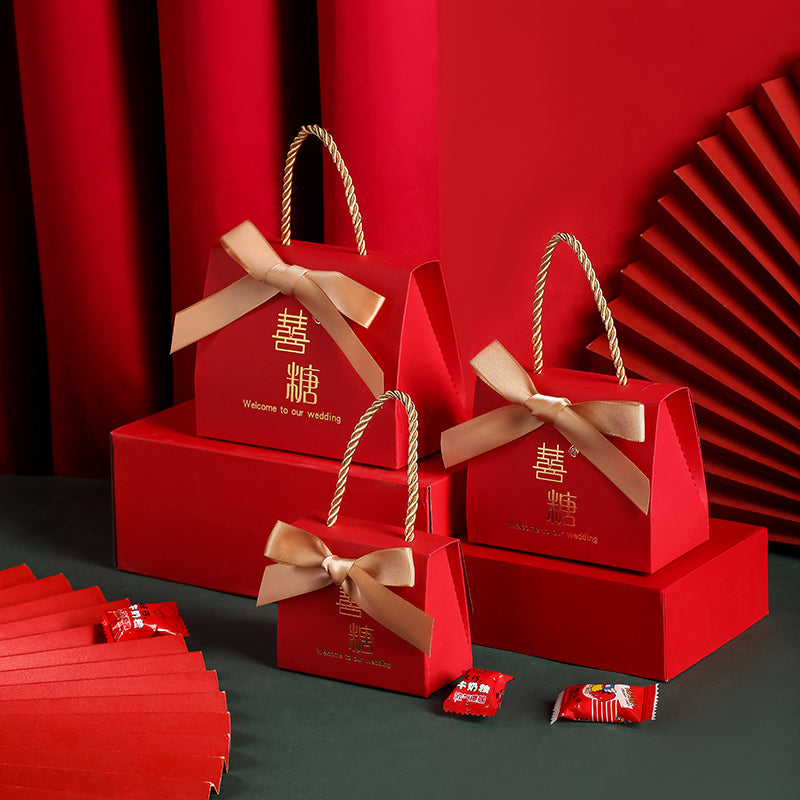 Portable Chinese style wedding candy gift box, elegant wedding favor container for candies and small gifts