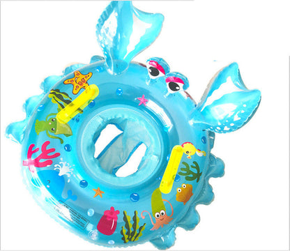 Cartoon crab-shaped swimming ring, bright inflatable pool float viewed from the side