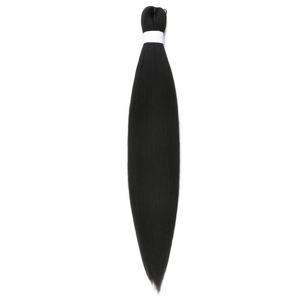 PVC low temperature flame retardant fluffy pull block big braid styling wig in close-up view