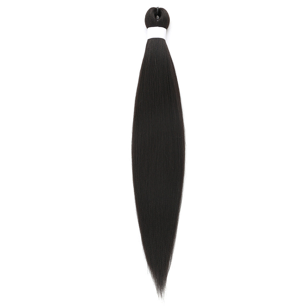 PVC low temperature flame retardant fluffy pull block big braid styling wig in a close-up product view