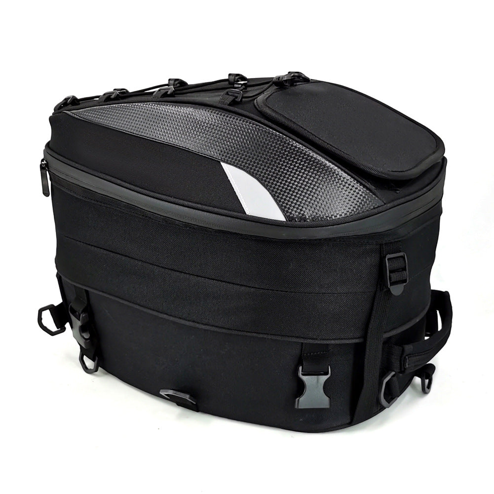 Motorcycle wagon tail bag by My Store, black rear storage bag mounted on a motorcycle rack