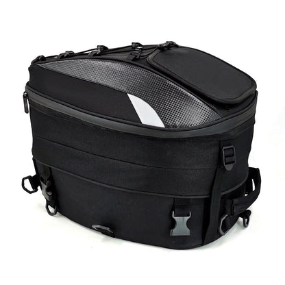Motorcycle wagon tail bag by My Store, black rear storage bag mounted on a motorcycle rack