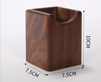 Bamboo square pen, pencil, and makeup brush holder organizer for office stationery storage