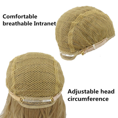 Three-color gradient mid-section women's wig set with blended tones and sleek, natural-looking hair strands