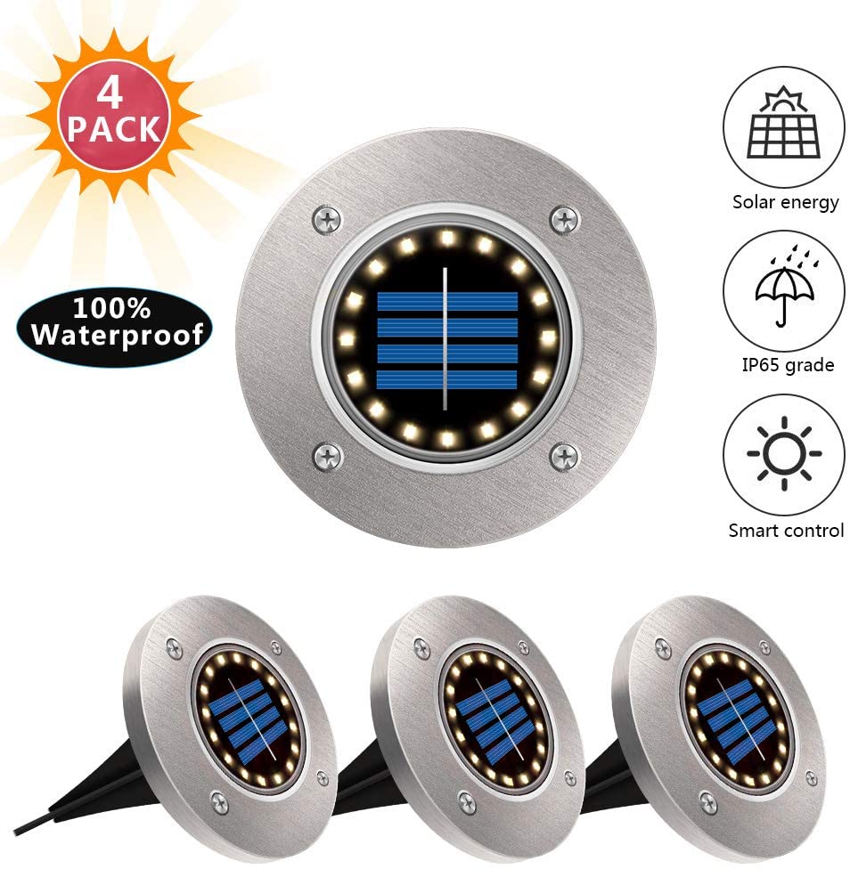 8LED waterproof solar powered garden lights by My Store, outdoor stake lights with warm white glow