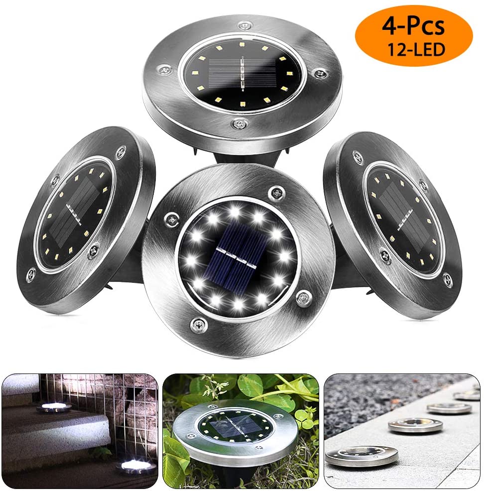 8LED waterproof solar powered garden lights with compact outdoor stake design