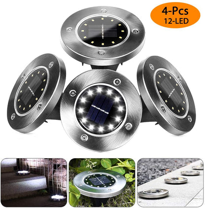 8LED waterproof solar powered garden lights with compact outdoor stake design