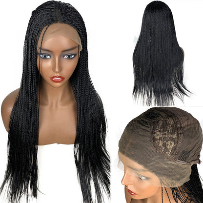 13x6 synthetic braided lace front wig with detailed black braids and natural-looking hairline