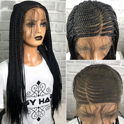 13x6 synthetic braided lace front wig in black from My Store