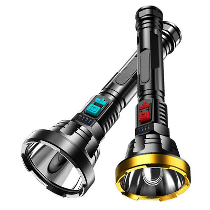 USB rechargeable tactical LED flashlight torch with super bright light and textured black handle