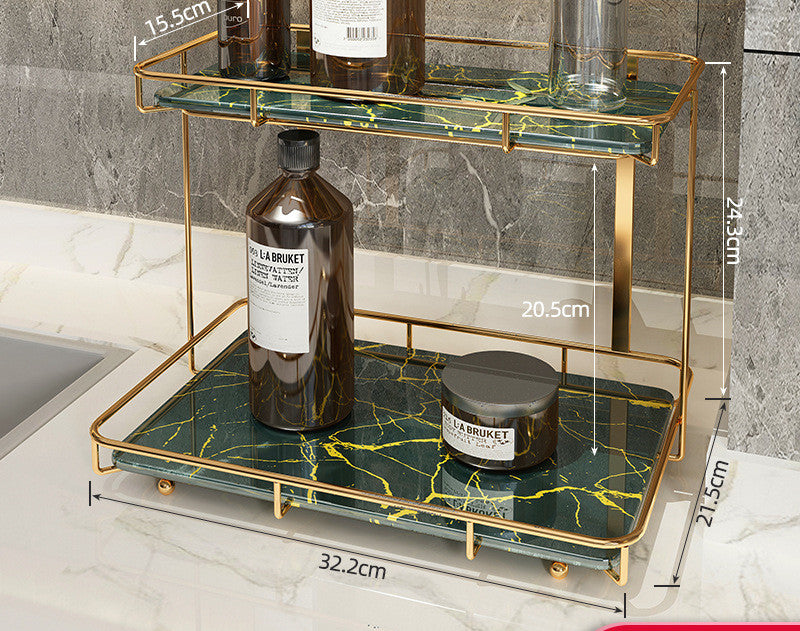 Light luxury bathroom shelf in modern minimalist design, wall-mounted storage rack with sleek finish