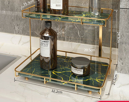 Light luxury bathroom shelf in modern minimalist design, wall-mounted storage rack with sleek finish