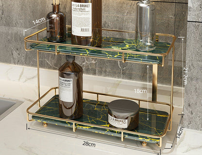 Light luxury bathroom shelf in a modern minimalist design with spacious storage tiers