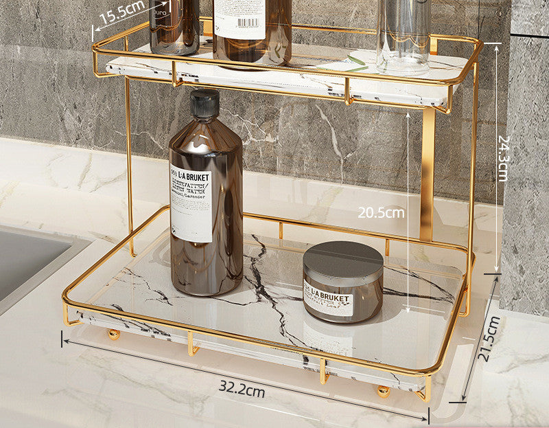 Light luxury bathroom shelf displayed for organized storage and elegant bathroom decor