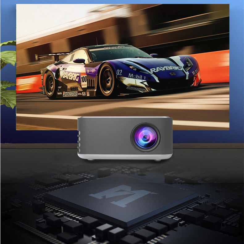 Mini portable projector displaying HD video for home entertainment, compact small design (1080P)