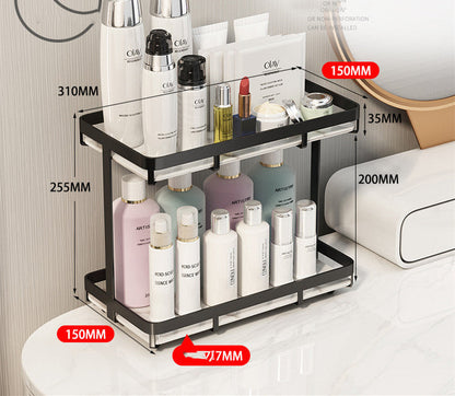 Light luxury bathroom shelf in a modern minimalist design, wall-mounted storage rack with clean lines