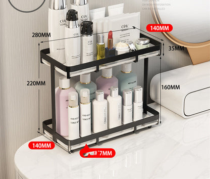 Light luxury bathroom shelf in sleek modern design with wall-mounted storage tiers
