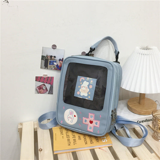 Cute game console design Lolita girls shoulder bag in black with decorative details
