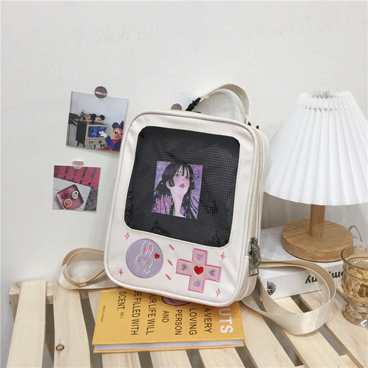 Cute game console design Lolita girls shoulder bag with detailed front graphic