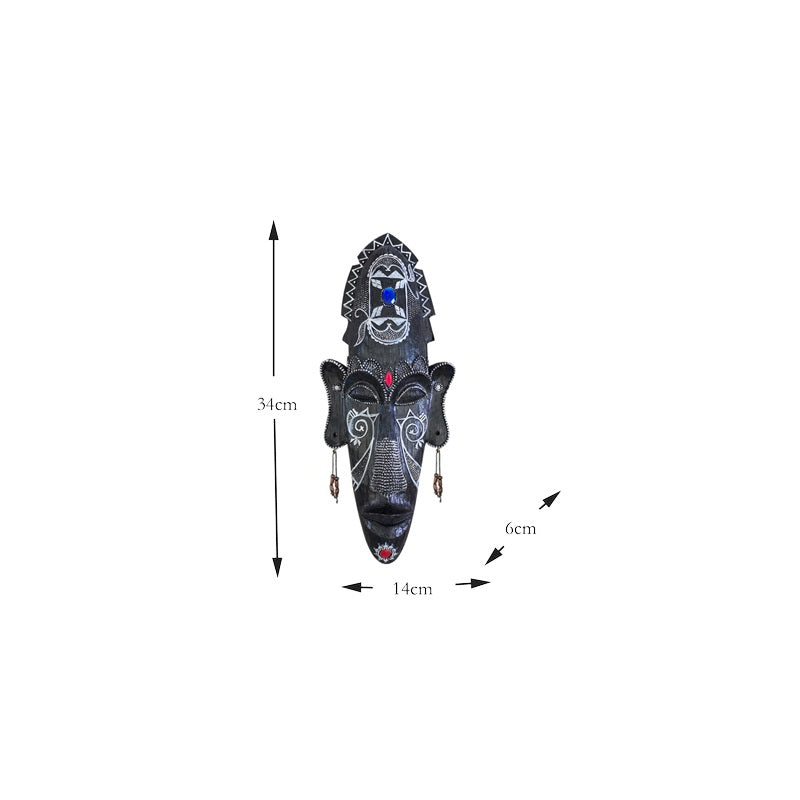 Resin tribal mask home decor with carved traditional design and textured finish