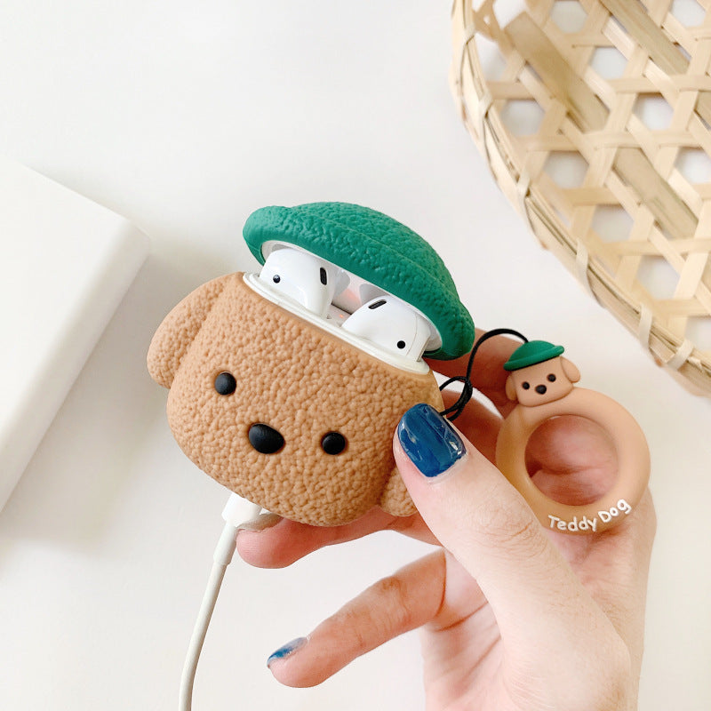 Compatible With Cartoon Hat Dog Suitable For  Airpods Headset Protective Case