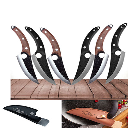 Small scimitar butcher knife for slaughter cutting, meat boning, skinning, and pig processing