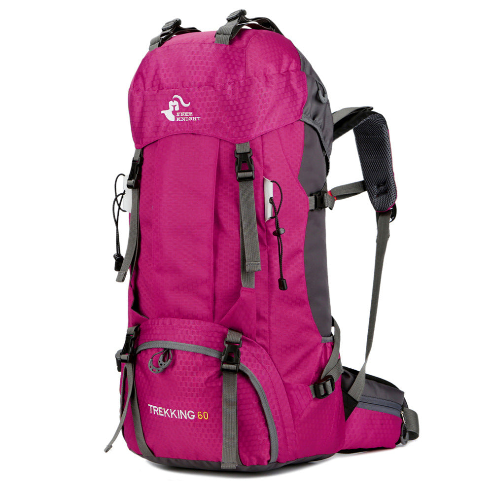 60L hiking backpack mountaineering bag with spacious compartments and adjustable shoulder straps