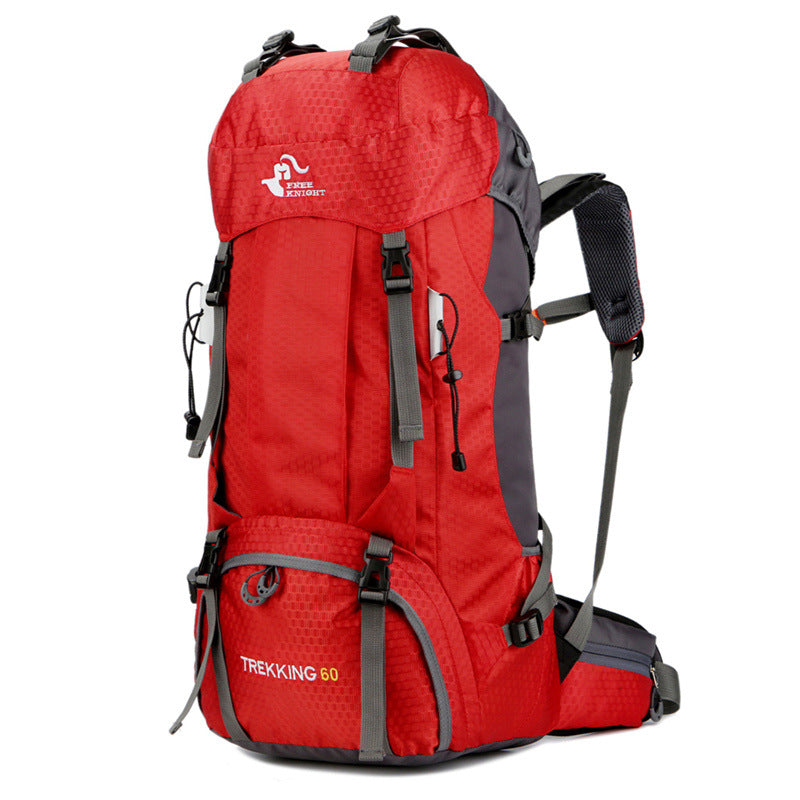 60L hiking backpack mountaineering bag in durable outdoor design with adjustable shoulder straps