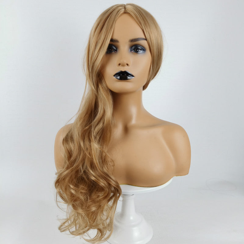 Women's gradient wig with blended color tones and styled synthetic hair on a plain background