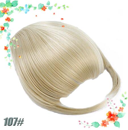 3D clip-in bangs hair extensions in a natural-looking style, shown from the front with visible clip-in attachment.