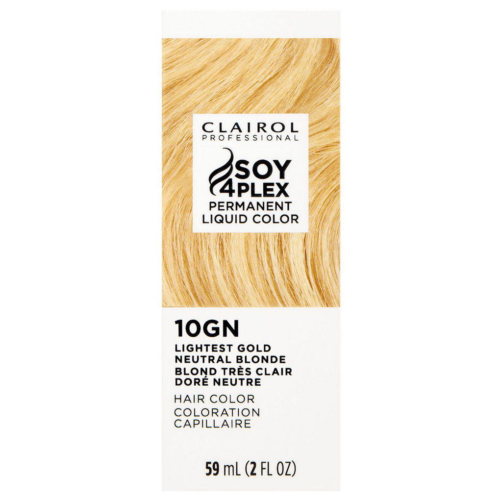Clairol Professional Lightest Gold Neutral Blonde hair color tube, neutral blonde hair dye product on white background