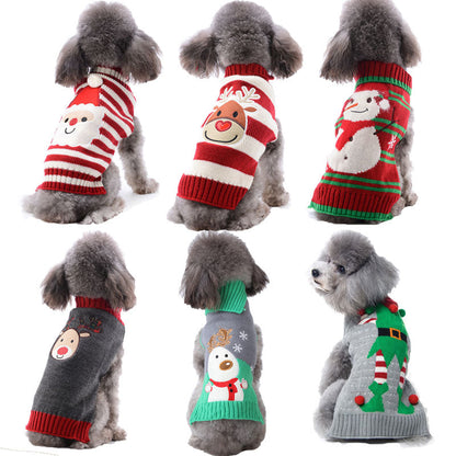 Small Christmas dog clothes with festive pompom detail for pets