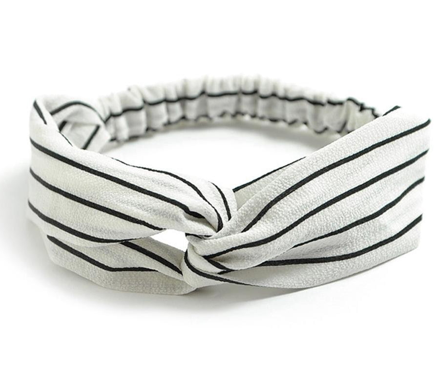 Women's retro style printed headband with colorful pattern and twisted fabric design