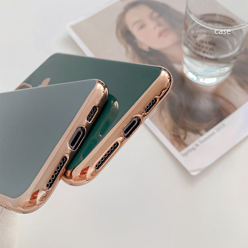 Luxury plating love phone case with glossy finish and heart design in close-up view