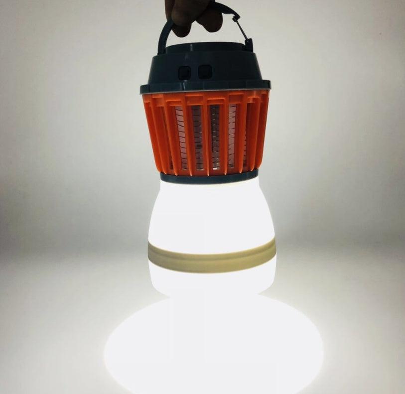Solar mosquito lamp with compact outdoor design and visible insect-zapping light grille