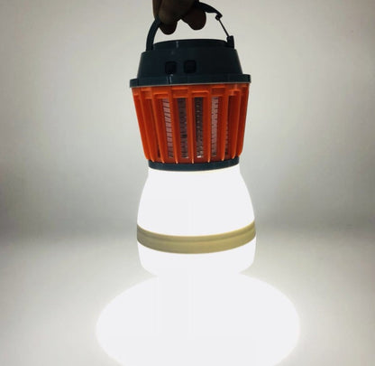 Solar mosquito lamp with compact outdoor design and visible insect-zapping light grille