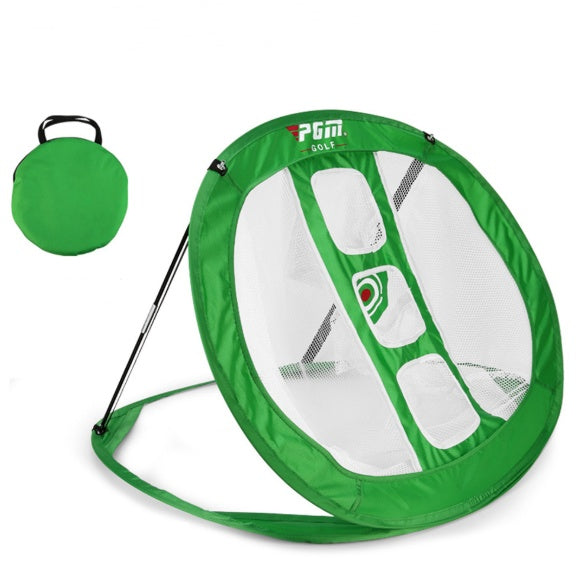 Golf cutting practice net for practicing chip shots, showing durable netting and target area setup